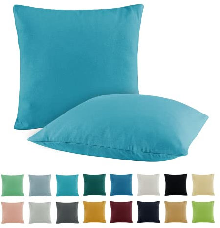SHC by BaSaTex 2er Pack Jersey Kissenbezüge Kissenhüllen | Kopfkissenbezug aus 100% Baumwolle | 80x80 cm Dekokissen Bezug | Farbe Türksi