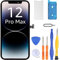 LL TRADER Display für iPhone 12 Pro Max 6.7 LCD Retina FHD Bildschirm COF Touchscreen Digitalisator mit Reparatur Tool Kits, Wasserdichtem Band und Bildschirm Protoctor (Truetone Programmierbar)