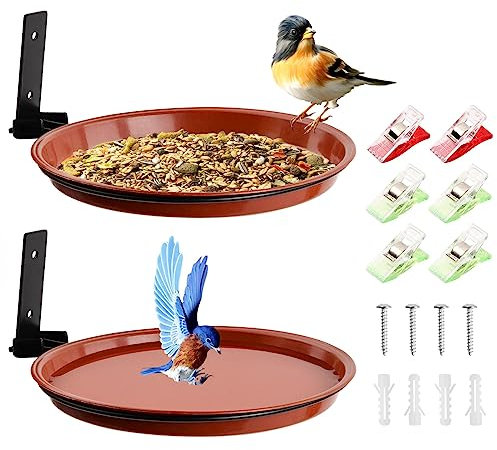 Vesaneae 2 PièCes Mangeoire Oiseaux Extérieur, Station d'alimentation pour Oiseaux Exteurieur, Baignoire à Oiseaux, Mangeoire Oiseaux Sauvages, Distributeur de Nourriture Animaux, Bird Feeder