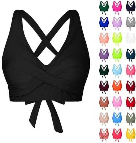 callmo Bikini BH Damen Bikinioberteil mit Schnürung Bügel V Ausschnitt Push Up Schwimm-Crop-Top Padded Bikini Oberteil Große Brüste Badeanzug mit Binderücken Bikinioberteile für Damen