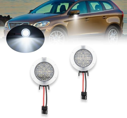 NSLUMO LED Puddle Licht Auto Spiegel für Vo.lvo XC60 2008-2017 LED Wassergraben Lichter Canbus Rückspiegel Begrüßungslicht, Hohe Helligkeit Auto Puddle Lights, Türbeleuchtung, Außenspiegel Beleuchtung