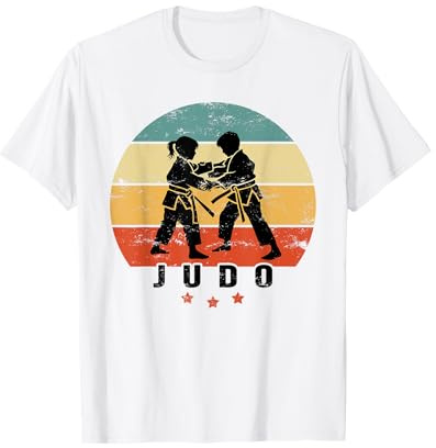 JUDO child retro sunset vintage boy and girl doing judo T-Shirt