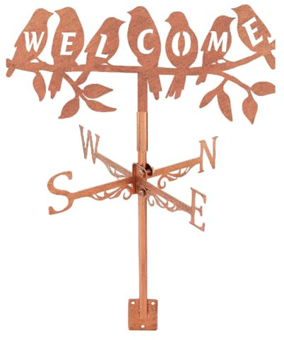 SUPERDANT Wetterhahn Mit Vogelzweig Willkommens Wetterfahne Rotes Kupfer Wetterhahn für Garten Dachinstallation Wetterfahnen Bauernhof Hinterhof Pavillon Scheune Schuppen Kunstdekor