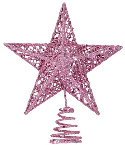 Weihnachtsbaum Stern Topper, 20 cm weihnachtsbaumspitze Stern, Christbaumspitze Ster, Weihnachten Ster Baumspitze, Glitzer Christbaumspitze, für Weihnachtlicher Baumschmuck (B)