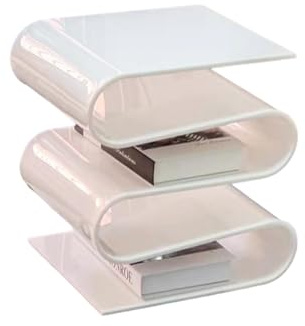 HJYXXSR Table d'appoint Simple en Acrylique, Porte-revues de Forme Unique, Support de Rangement créatif adapté aux Salons, aux Chambres et aux Bureaux White