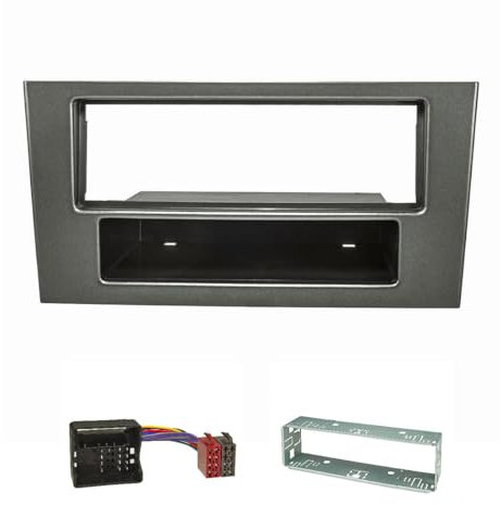 tomzz Audio 2415-030 Radioblende Set kompatibel mit Ford Mondeo B4Y/B5Y/BWY Facelift Bj.2003-2007 dunkelgraumetallic mit Quadlockadapter ISO Einbauschacht