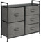 mDesign Kommode aus Stoff – schmaler Schrank Organizer mit 5 Schubladen – praktisches Aufbewahrungssystem für Schlafzimmer, Schlafsaal und kleine Wohnräume – anthrazit
