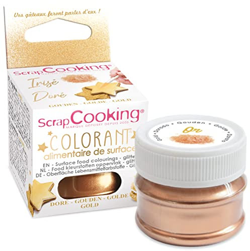 ScrapCooking - Colorants de Surface Doré Irisé 5g - Colorant Alimentaire Poudre Or - Pour Pâtisseries, Biscuits, Macarons, Chocolats et Pâte à Sucre - 4073