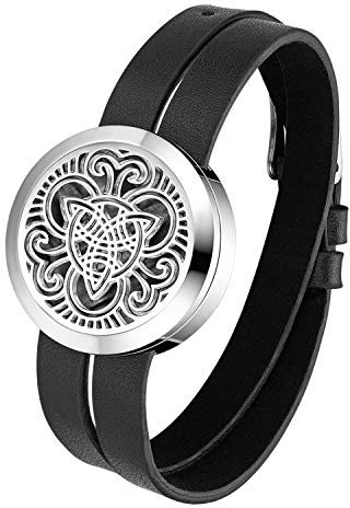 OIDEA Edelstahl Damen Armband schwarz Silber Aromatherapie Ätherische Öle Diffusor Halskette Hollow Floating Medaillon Locket Anhänger