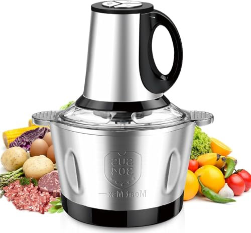 Nestling® Hachoir Électrique 600W,Hachoir à Légumbot Culinaire Broyeur à 4 Lames Tranchantes Pour Viande, et Noix Avec 2L Bol en Acier Inoxydable de Qualité Alimentaire