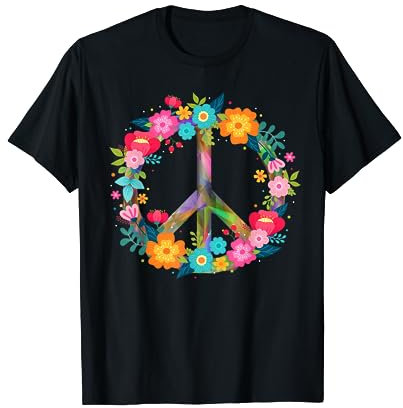Peace Love Hippie Kostüm Tie Dye 60er 70er Jahre T-Shirt