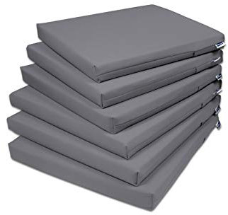 Rollmayer 6er Set Stuhlkissen Stuhlauflage Sitzkissen Sitzpolster Auflage für Stühle in Haus und Garten Kollektion Vivid (Grafit 33, 40x40x4cm)