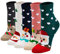 Weihnachtssocken Damen Socken Bunte Lustige Socken aus Baumwolle, Weihnachten Festlicher Socken Damen Witzige Socken Frauen Karikatur Tier Socken 37-43 5 Paare