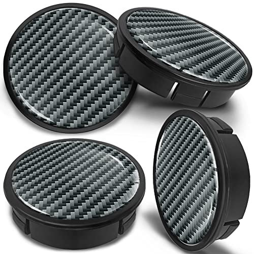 SkinoEu 4 x 60mm Universal Schwarz Silber Kohlenstoff Alufelgen Nabenkappen Felgen Kappen Felgendeckel Radkappen Radnabendeckel Nabendeckel Felgenkappen CX 12