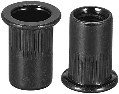 sourcing map M8 - Dado per rivetti in acciaio al carbonio, zincato, testa piatta, filettata, 50 pezzi, colore: nero