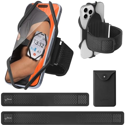 Sportarmband Bone Run Tie 3 Handy Armband zum Joggen, hautfreundliches Silikon mit Doppelschicht für Wärmeableitung, Handyhalter für iPhone 4,7–7,2 Zoll (2 Größen Set + Tasche)