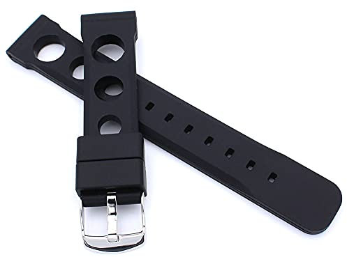 Sulla 22mm Silikon Sport Rallye Style Uhrenarmband Schwarz