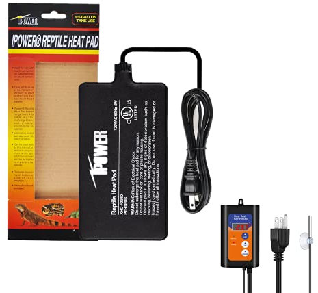 iPower 4X7 Inch Reptile Heat Pad Under Tank Heater Terrarium Warmer Heating Mat and Digital Thermostat Controller for Turtles Lizards Frogs and Other Small Animals