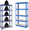 Lagerregal für Garage - 170 x 75 x 30cm | Blau - 5 Stufig | 175 kg pro Regal (875 kg Kapazität) | Steckregal Werkstattregal