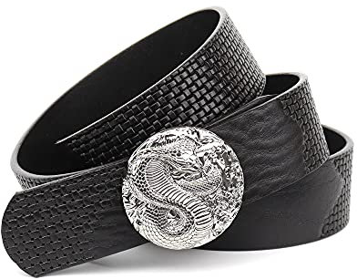 Anthoni Crown Unisex Ledergürtel Gürtel, Schwarz, 100