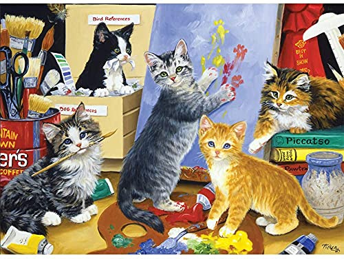Rompecabezas para adultos, 1000 piezas, pintura de gatos, 27.56 x 19.69 pulgadas, rompecabezas para adultos y niños, juego educativo para reducir la presión, desafío de gatos, rompecabezas de 1000