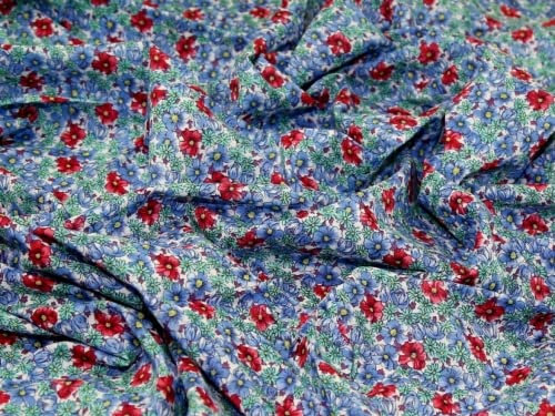 Sea Island Baumwoll-Voile-Stoff, blau, Meterware