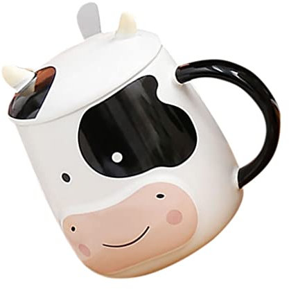 HEMOTON 1 Satz Kuh-kaffeetasse Kaffeetassen Aus Keramik Tierkaffeetassen Wasserbecher Mit Löffel Keramik-teebecher Milchbecher Trinkbecher Aus Keramik Cafe Produkte Konzentrieren