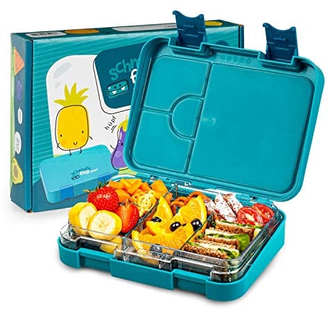 schmatzfatz Junior Brotdose für Kinder mit Fächern, Bunte , Unterteilt & Auslaufsicher, BPA-Freie Lunchbox für Kita, Bento Box, Sichere Vesperdose