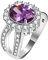 Uloveido Anello solitario con taglio a cuore con accento Halo Split Shank Simulato Ametista Fidanzamento Fidanzamento Anelli J469 (Viola, Misura 6), 14, Metallo