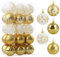 Weihnachtskugeln Kunststoff Gold und Weiß 6cm 30 STK, Christbaumkugeln Kunststoff Weihnachtsbaum Kugeln Plastik mit Schlüsselband, Weihnachtsbaumschmuck Baumschmuck Weihnachten Deko Christbaumschmuck