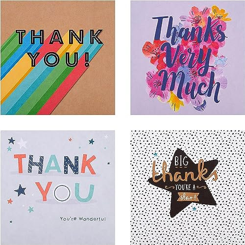 Hallmark Tarjetas de agradecimiento – Multipack de 20 en 4 divertidos diseños