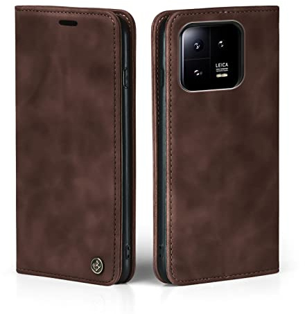 LBH Handyhülle für Xiaomi 13 Pro 5G in Dunkelbraun mit Karten- und Geldfach Smartphone Hülle mit Standfunktion Flip Case Schutzhülle Magnetverschluss Vintage