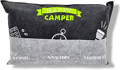 BUSDUGA 4128 Camper Kissen das Ordnung beim Camperausflug schafft 57x37cm Kissen mit 3 Taschen