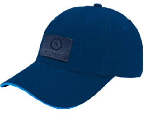 gh Cappello Compatibile Napoli Calcio Ufficiale Enzo Castellano - Cappello Uomo Estivo con Visiera Napoli Berretto Baseball Cotone Blu e Pelle Taglia Unica
