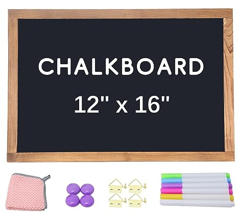 KOOLDE Magnetic Chalkboard 12'' x 16'' Hanging Framed Wall Chalkboard, Wood Frame Board Sign Blackboard for Home, Office, School, Restaurant