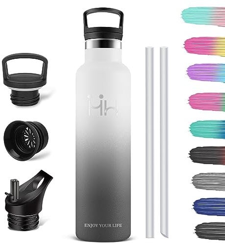 HoneyHolly Gourde INOX Isotherme - Bouteille Isotherme 1L Acier Inoxydable avec Isolation par Double Paroi Gourde, Anti Fuite Reutilisable sans BPA, Gourde Isotherme pour Sport, Gym, Randonnée