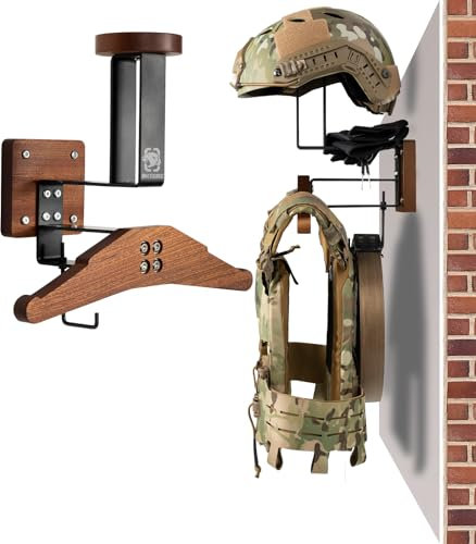 OneTigris Helmet Stand, Motorcycle Helmet Holder Wall Mount, Multifunctional Gear Organizer for Motorbike/Bike/Jacket/Bags/Tactical Gear, 40kg Capacity