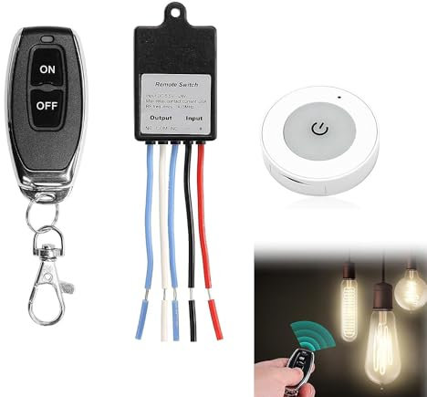 QIACHIP 433 Mhz RF Interruttore remoto senza fili 5V 12V 24V 60V Ricevitore relè a 1 canale con 2 trasmettitori ON-OFF Interruttori luci da parete