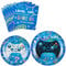 WERNNSAI Blue Video Game Party Plates and Napkins -48 PCS Gamer Theme Party Supplies Boys Gaming Birthday Party Decorations Dinner Dessert Plates Paper Napkins for Family Gaming Night Serves 16 Guests
