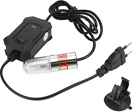 JOROBURO Lampe Propre pour Aquarium, Mini Lampe Submersible Désinfectante UV 3 W avec Minuterie, Lampe de Nettoyage Transparente et étanche pour étang, Piscine, Intérieur (Prise UE 3W)