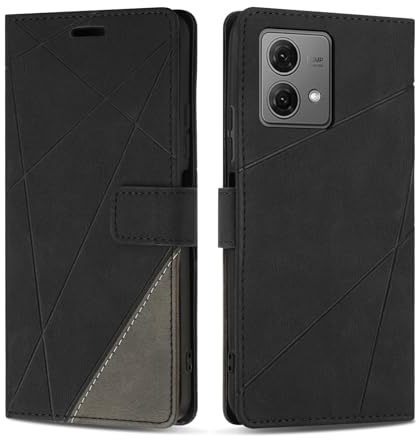 SONWO Handyhülle für Moto G84 5G Hülle, Premium PU Leder Handyhülle Wallet Silikon Schutzhülle Klapphülle für Moto G84 5G, Schwarz