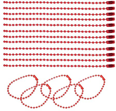Kugel-Perlenkette, 100 mm, 2,4 mm Durchmesser, mit Kugelverbindungsverschluss, Schlüsselanhänger, Ringe, Metallperlenkette, DIY-Schmuck, Zubehör, Erkennungsmarke, Rot, 100 Stück