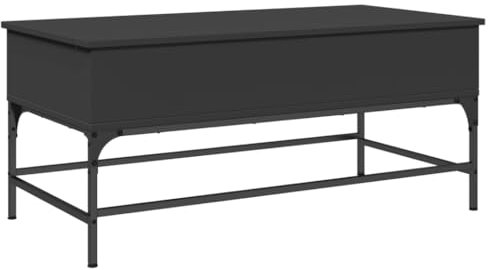 vidaXL Couchtisch, Beistelltisch mit verstellbaren Füßen, Wohnzimmertisch mit viel Stauraum, Sofatisch Kaffeetisch Tisch, Schwarz Holzwerkstoff Metall