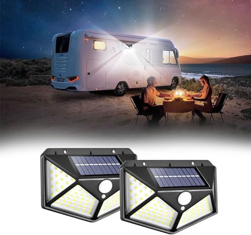 Hiseanllo Luces exteriores para caravana, luz solar para porche de caravana, luces de toldo de caravana, luz con sensor activada por movimiento, luces impermeables para caravana, caravana, remolque de