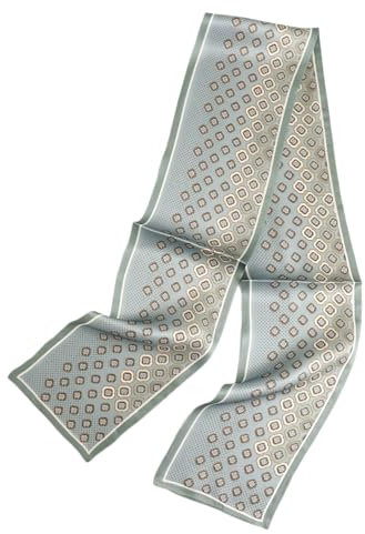 Prettystern Herren Damen 2-lagig schmal SeidenSchal Krawatten-Schal Halstuch für Frühling Sommer Graublau DS12