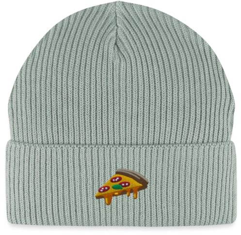 Spreadshirt EIN Stück Pizza Stickerei Fisherman Beanie Bio Mütze