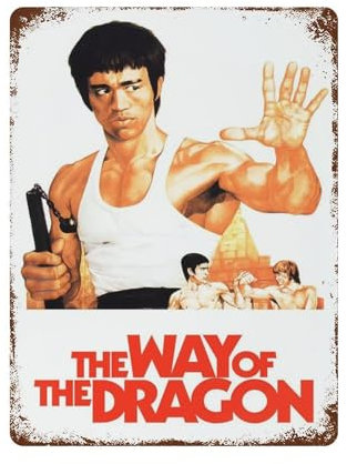 GIOEPWSWUI Bruce Lee Filmposter, Retro-Poster, Wanddekoration, Kunst, Metallblechposter, moderne Heimdekoration, Kunst, Metallposter, Hausbar, Laden, Dekorationen, Vintage-Schild, Geschenk, 39,9 x 30
