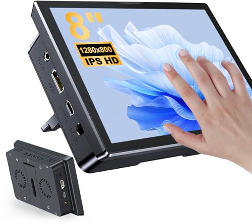 8 pollici Touch Screen Display per Raspberry Pi, 5 punti Touch Screen 1280 x 800 IPS Monitor Portatile con interfaccia HDMI a doppio segnale per Raspberry Pi 5/4B/3B+/3B/B+ Jetson Nano