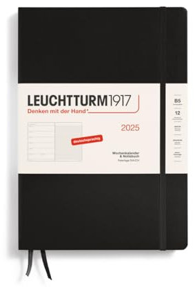 LEUCHTTURM1917 370477 Wochenkalender & Notizbuch Composition (B5) 2025, Schwarz, Deutsch