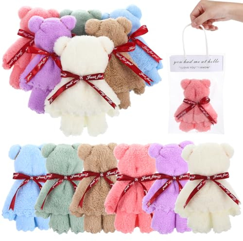 Healeved 12Er Set BäRenhandtüCher 11.81X11.81 Zoll Weiche Korallenvlies Waschlappen FüR Badezimmer Party Geschenk Hochzeit Multifunktionale GesichtstüCher Mit Aufbewahrungstasche
